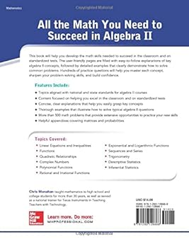 McGraw-Hill Education Algebra II Review and Workbook 1st 版本:圖片 2
