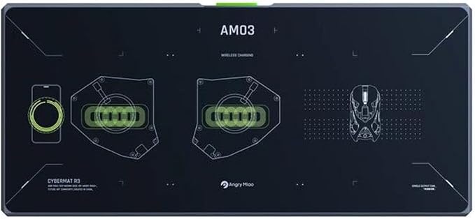 Angry miao 無線充電滑鼠墊,大型 RGB 遊戲桌墊,快速無線充電區域,延長防滑滑鼠墊,適合辦公室和遊戲,耐用防水表面:圖片 9