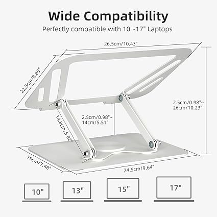 suptek 筆記型電腦支架 適用於桌子 可調式電腦筆記型電腦支架 360° 旋轉底座 符合人體工學的筆記型電腦支架 適用於協作工作 可折疊和便攜式筆記型電腦支架 適用於 11-17 吋筆記型電腦 白色:圖片 2