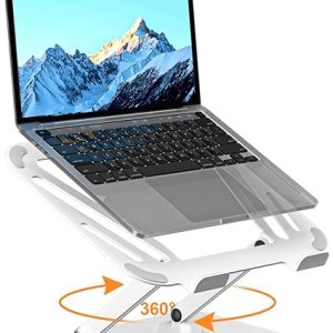 suptek 筆記型電腦支架 適用於桌子 可調式電腦筆記型電腦支架 360° 旋轉底座 符合人體工學的筆記型電腦支架 適用於協作工作 可折疊和便攜式筆記型電腦支架 適用於 11-17 吋筆記型電腦 白色