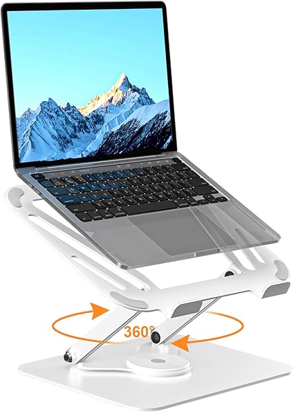 suptek 筆記型電腦支架 適用於桌子 可調式電腦筆記型電腦支架 360° 旋轉底座 符合人體工學的筆記型電腦支架 適用於協作工作 可折疊和便攜式筆記型電腦支架 適用於 11-17 吋筆記型電腦 白色