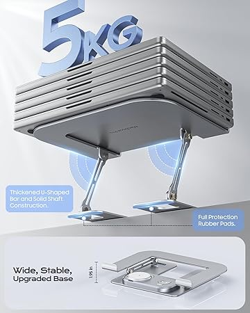 Meifigno 筆記型電腦支架 附無線充電底座,可折疊鋁質 MacBook 支架 附 MagSafe 充電器,適用於 iPhone/iWatch/AirPods,30W USB-C 充電,適用於所有筆記型電腦,附 65W 轉接器:圖片 4