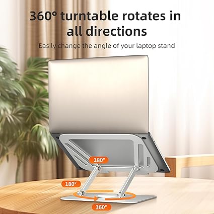 suptek 筆記型電腦支架 適用於桌子 可調式電腦筆記型電腦支架 360° 旋轉底座 符合人體工學的筆記型電腦支架 適用於協作工作 可折疊和便攜式筆記型電腦支架 適用於 11-17 吋筆記型電腦 白色:圖片 5