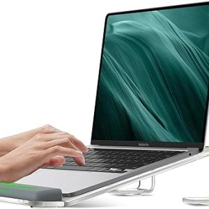 JCZT 透明壓克力筆記型電腦支架,適用於桌子,附腕墊,符合人體工學的可拆卸支架,適用於 10-17 吋所有筆記型電腦,如 MacBook Air Pro/HP/Dell/Lenovo