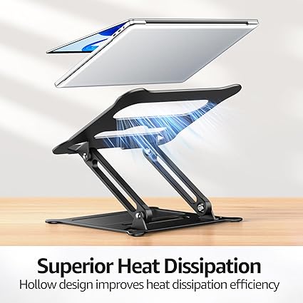 Urmust 筆記型電腦架,人體工學可調式攜帶型超薄筆電支架,附滑鼠墊,相容於 MacBook Air Pro 、Dell 戴爾、HP 惠普、Lenovo 聯想,輕量鋁製,最大支援 15.6 吋:圖片 3