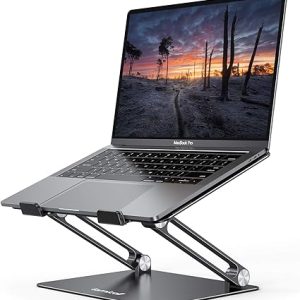 Lamicall 可調式筆記型電腦支架,可攜式筆記型電腦立架,鋁製筆記型電腦支架,適用於桌面,可折疊,符合人體工學的電腦筆記型電腦支架,適用於 MacBook Air Pro、Dell XPS,HP (10-17.3 英吋) - 黑色