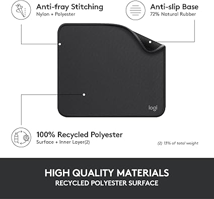 Logitech 羅技 滑鼠墊 - Studio 系列,電腦滑鼠墊,防滑橡膠底座,易於滑翔,防潑濺表面,耐用材料,便攜,現代設計,石墨色:圖片 7