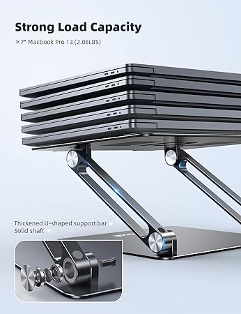 Lamicall 可調式筆記型電腦支架,可攜式筆記型電腦立架,鋁製筆記型電腦支架,適用於桌面,可折疊,符合人體工學的電腦筆記型電腦支架,適用於 MacBook Air Pro、Dell XPS,HP (10-17.3 英吋) - 黑色:圖片 3