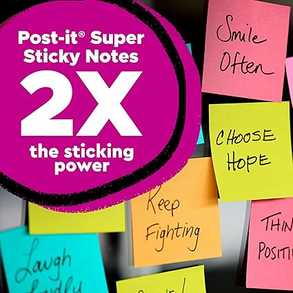 Post-it 超黏便箋,24 個黏性便箋墊,3 x 3 英吋(約 7.6 x 7.6 公分),學校用品,辦公用品,2 倍黏力,Supernova Neons 系列:圖片 6