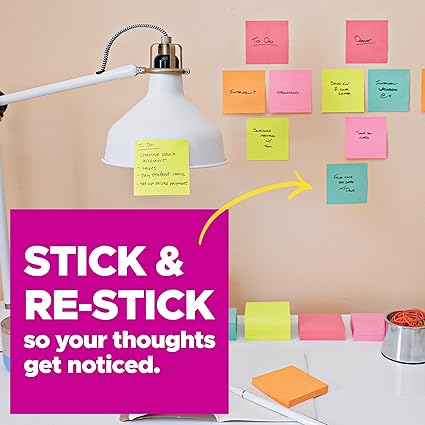 Post-it 超黏便箋,24 個黏性便箋墊,3 x 3 英吋(約 7.6 x 7.6 公分),學校用品,辦公用品,2 倍黏力,Supernova Neons 系列:圖片 4